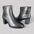 Czarne Skórzane Botki Marco Tozzi 2-25339-45 | Eleganckie Botki na Słupku