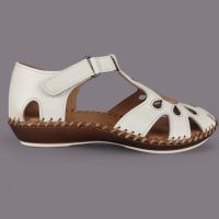 Sandały damskie Loretta Vitale T5204 Białe – Skóra, Medalion, Włoski Ścieg