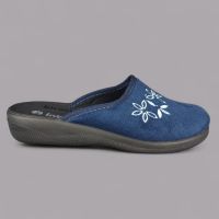 Kapcie damskie Inblu CU00002D Granatowe – Welur, Haft Kwiatowy, Anatomico