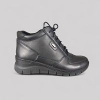 Czarne Skórzane Botki na Koturnie Helios 543S | Polskie Buty Zimowe