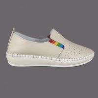 Półbuty damskie Loretta Vitale NY/111 Beżowe | Wsuwane, Skóra Naturalna