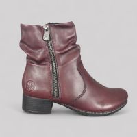 Skórzane botki damskie RIEKER 78656-35 czerwone