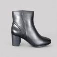 Czarne Skórzane Botki Marco Tozzi 2-25339-45 | Eleganckie Botki na Słupku