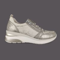 Półbuty damskie Remonte D2401-61 Złote – Koturna 5cm, Liten'n Soft, Zamek