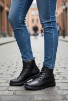 Czarne Skórzane Botki Zimowe Damskie Loretta Vitale W9934A | Włoskie