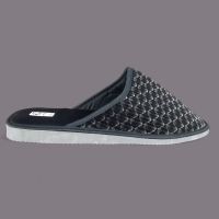 Kapcie domowe męskie KM-VEL-01 – czarne, welur, ultralekkie, polska produkcja