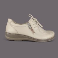Półbuty damskie Helios 464K Ecru - Skóra Naturalna, Zamek, SilverPrtotect