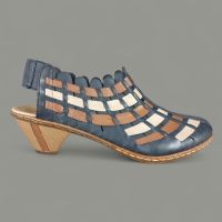 Półbuty Damskie Rieker 46778-14 Granatowe Zakryte Palce | Skóra Naturalna