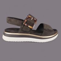 Sandały damskie Remonte D1J62-25 Brązowe – Zamsz, Klamra Tortoise Shell, Lite'n Soft