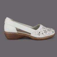 Półbuty damskie Rieker 41356-80 Białe Skóra | Ażurowe