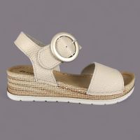 Sandały damskie Inblu RV0002KU – skórzane, beżowe, na koturnie