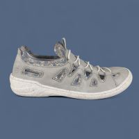 Półbuty Damskie Rieker 54551-41 Szare | Skórzana Wkładka