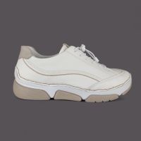 Półbuty damskie Rieker 45696-80 Białe – Chunky Sneaker, Ekoskóra, Antistress