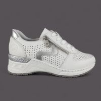 Półbuty Rieker N4340-80 Białe Skóra | Koturna Przewiewne