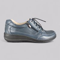 Półbuty Helios 357 Granatowe | Skóra, Zamek i Sznurówki