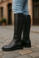 Kozaki Damskie Remonte R6594-00 Czarne Skórzane na Szeroką Łydkę