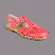 Sandały damskie Helios 159 – czerwone, skórzane, zakryte palce, Komfort, polska produkcja