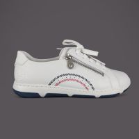 Półbuty damskie Rieker 44424-80 Białe – Skóra, Extra Wide, Zamek, Antistress