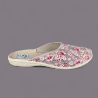 Kapcie Adanex 30175 Beżowe w Kwiaty | Bawełniana Wkładka